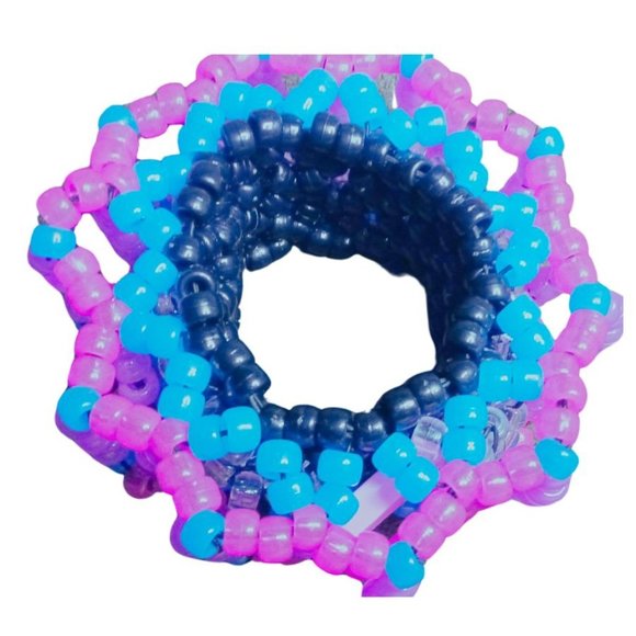 Purple Blue Kandi Carousel Cuff, Glow-in-Dark Pony Beads and A Light - Picture 2 of 5